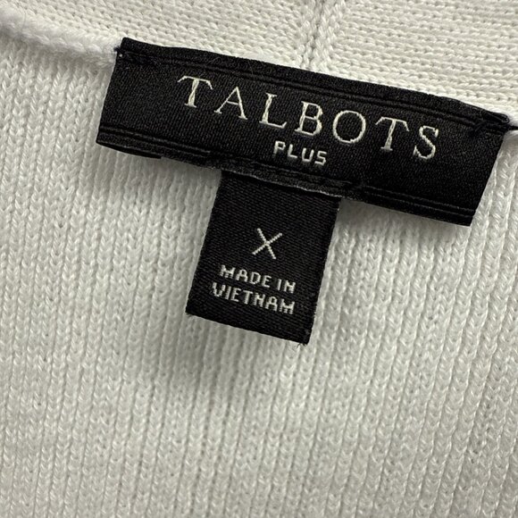 Talbots Women's Cardigan 14 16 Solid White Pockets Long Sleeve Tunic Ribbed Knit - Picture 2 of 6